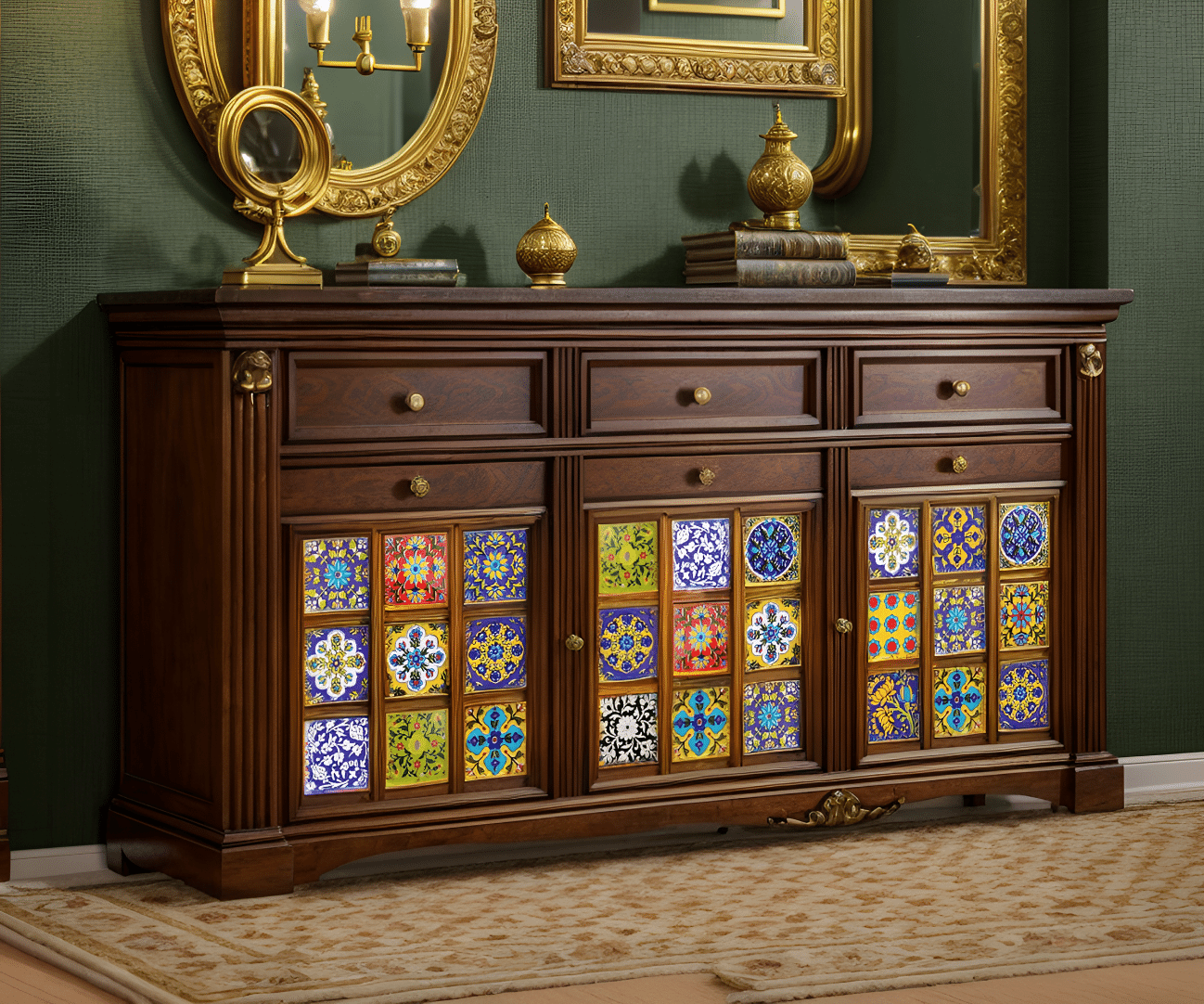 Abrham Luxury Cabinet Unit Mahogany Wood