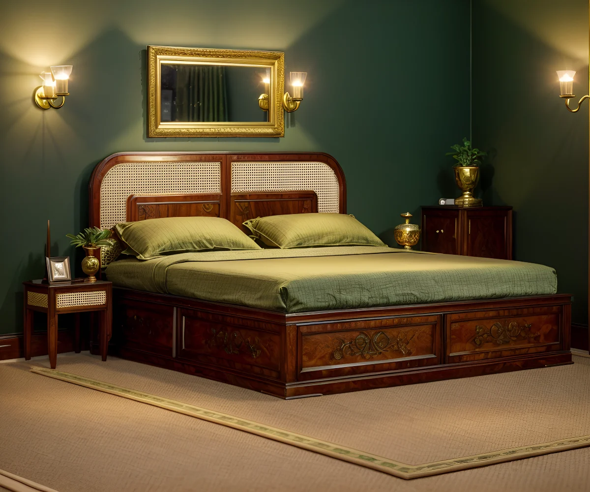 Louis French Neoclassical Rattan Bed