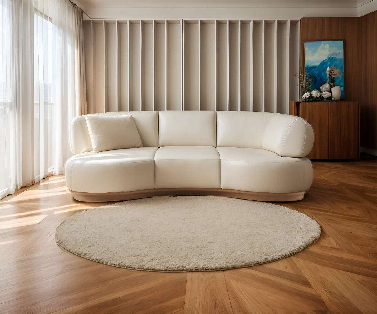 Bon Sage Curved Italian Leather Sofa